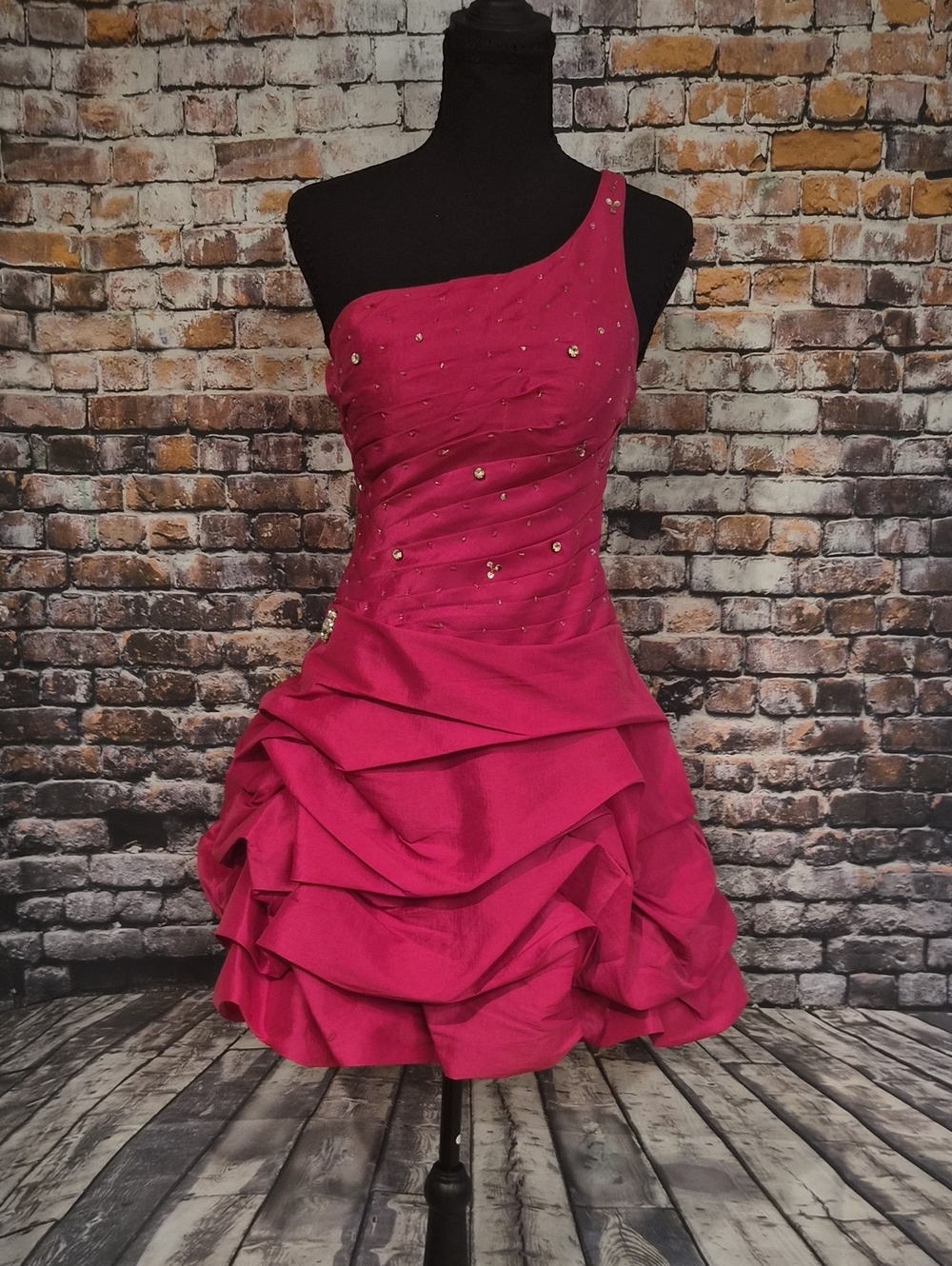 Cinderella Divine Y2K One-Shoulder Fuchsia Party Dress with Layered Skirt